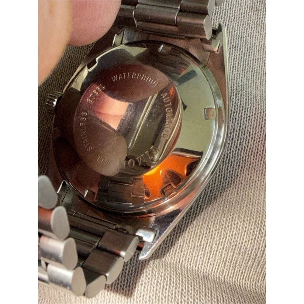 36mm Timon Int 7522/4 Automatic Watch 17 Jewels Date White Dial Presid Bracelet - Picture 6 of 11